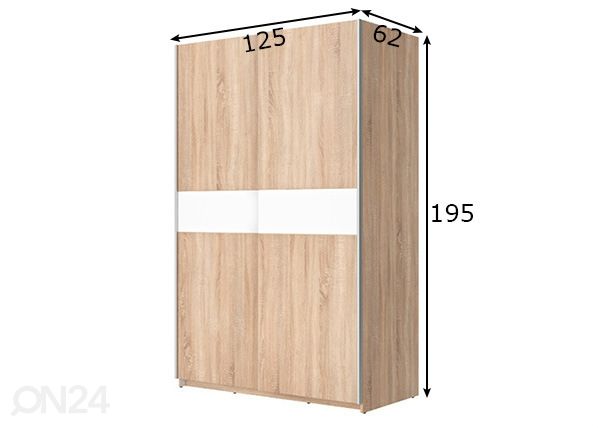 Liukuovikaappi 125 cm mitat