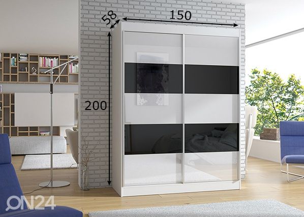 Liukuovikaappi 150 cm mitat