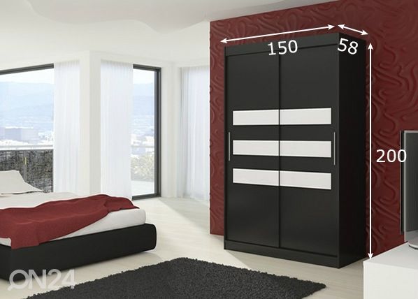 Liukuovikaappi 150 cm mitat