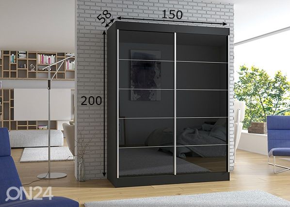 Liukuovikaappi 150 cm mitat