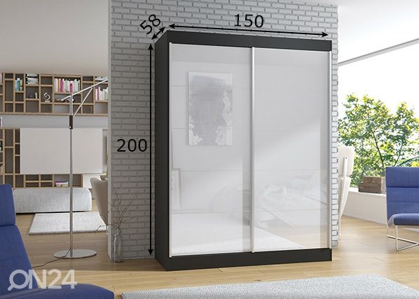 Liukuovikaappi 150 cm mitat