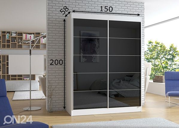 Liukuovikaappi 150 cm mitat