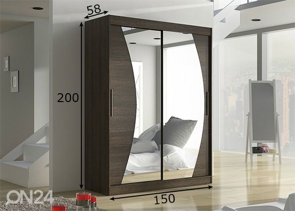 Liukuovikaappi 150 cm mitat