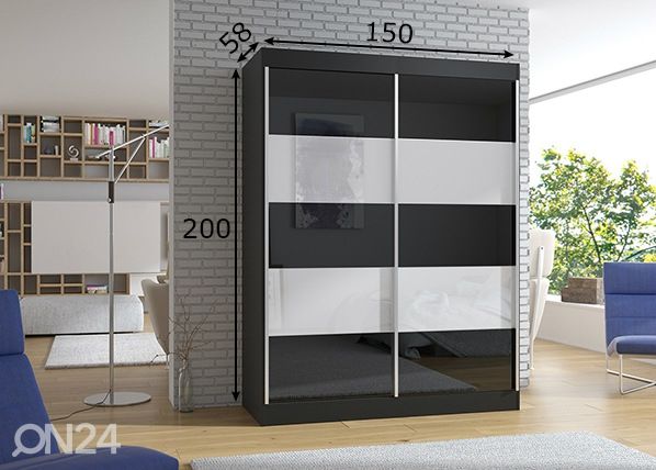 Liukuovikaappi 150 cm mitat