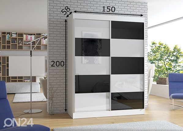 Liukuovikaappi 150 cm mitat