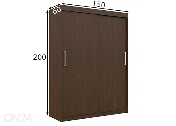 Liukuovikaappi 150 cm mitat