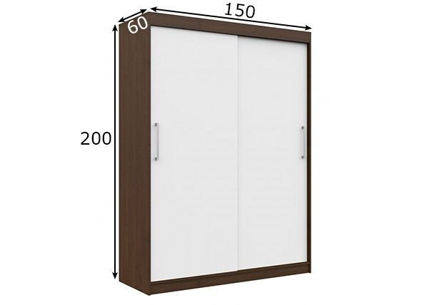 Liukuovikaappi 150 cm mitat