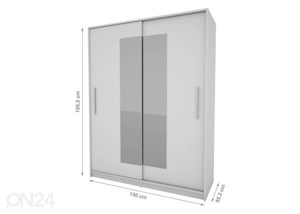 Liukuovikaappi 150 cm mitat