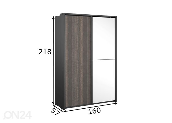 Liukuovikaappi 160 cm mitat