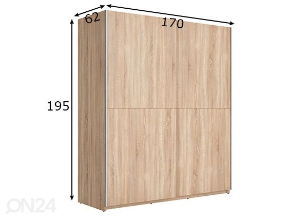 Liukuovikaappi 170 cm mitat