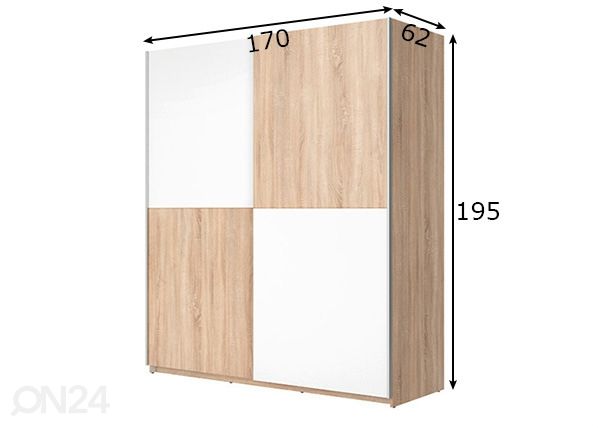 Liukuovikaappi 170 cm mitat
