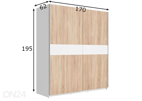 Liukuovikaappi 170 cm mitat
