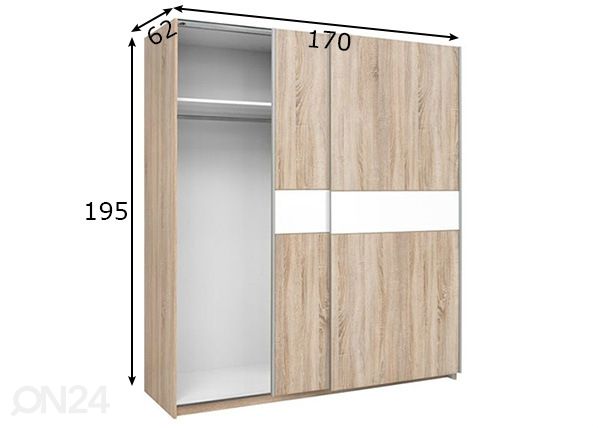 Liukuovikaappi 170 cm mitat