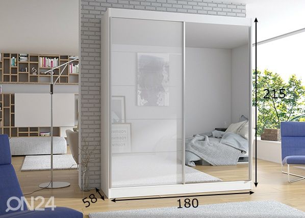 Liukuovikaappi 180 cm mitat