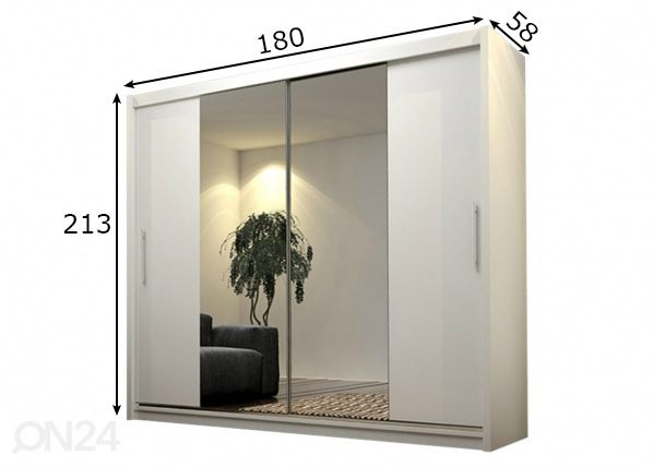 Liukuovikaappi 180 cm mitat