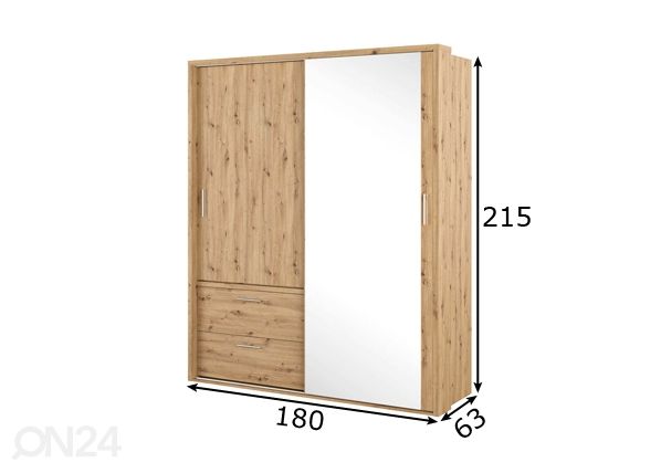 Liukuovikaappi 180 cm mitat