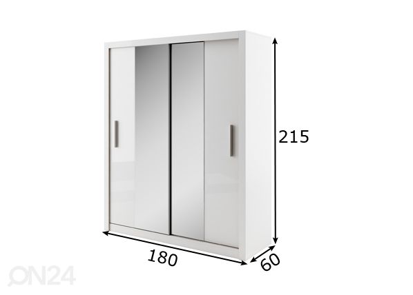 Liukuovikaappi 180 cm mitat