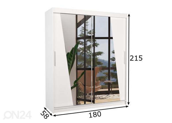 Liukuovikaappi 180 cm mitat