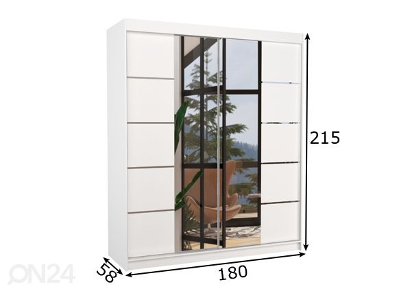 Liukuovikaappi 180 cm mitat