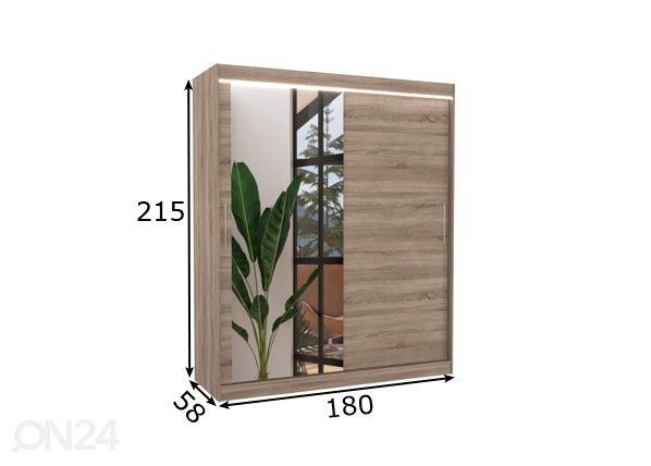Liukuovikaappi 180 cm + LED mitat