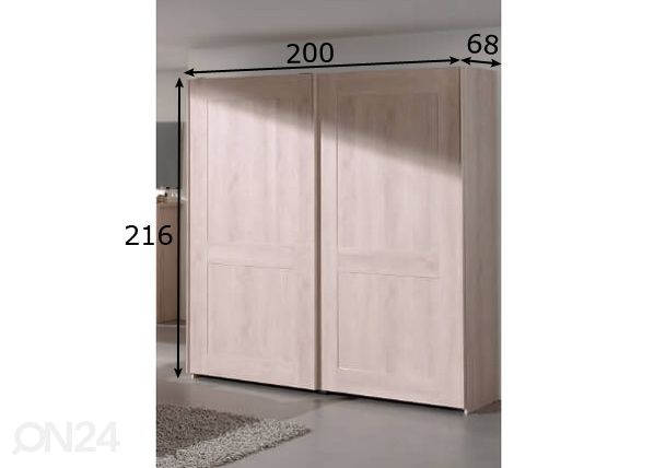 Liukuovikaappi 200 cm mitat