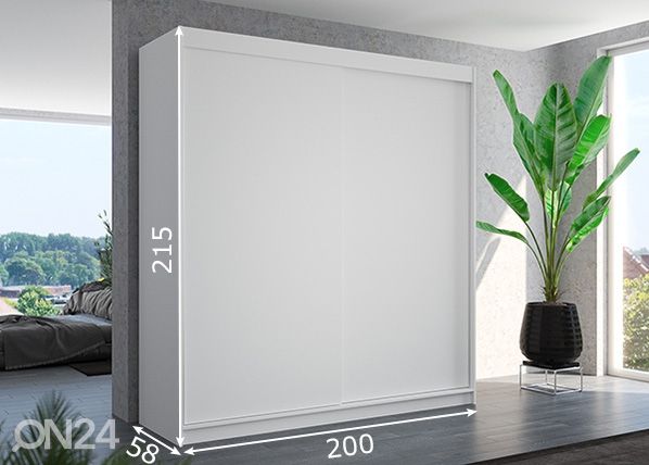 Liukuovikaappi 200 cm mitat