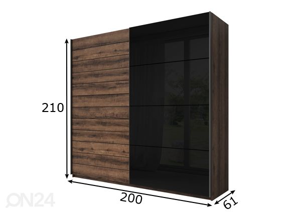 Liukuovikaappi 200 cm mitat