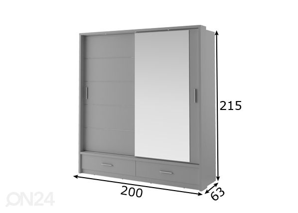 Liukuovikaappi 200 cm mitat