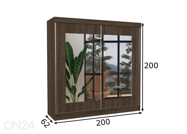 Liukuovikaappi 200 cm mitat