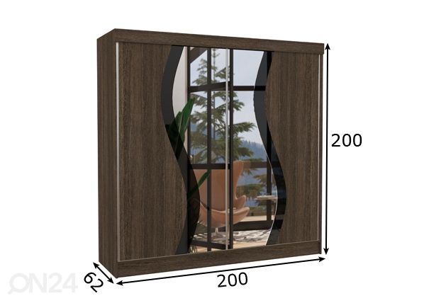 Liukuovikaappi 200 cm mitat