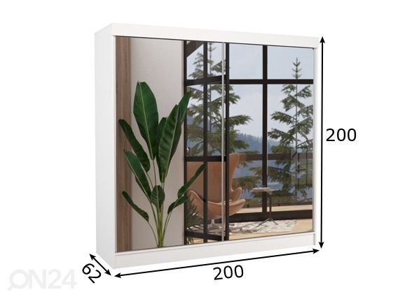 Liukuovikaappi 200 cm mitat