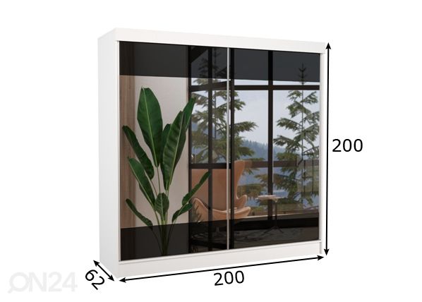Liukuovikaappi 200 cm mitat