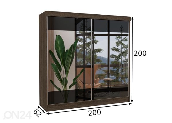 Liukuovikaappi 200 cm mitat