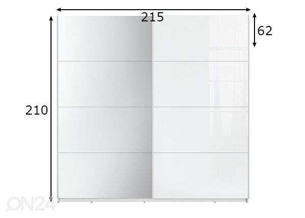 Liukuovikaappi 215 cm mitat