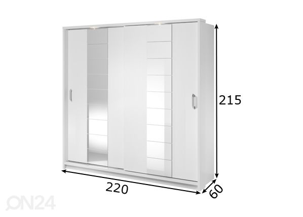 Liukuovikaappi 220 cm mitat