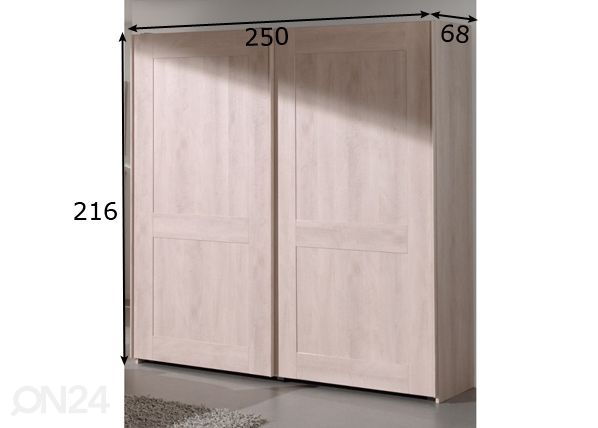 Liukuovikaappi 250 cm mitat