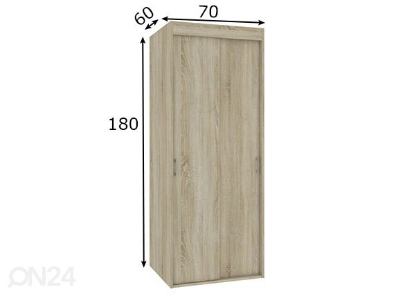 Liukuovikaappi 70 cm mitat