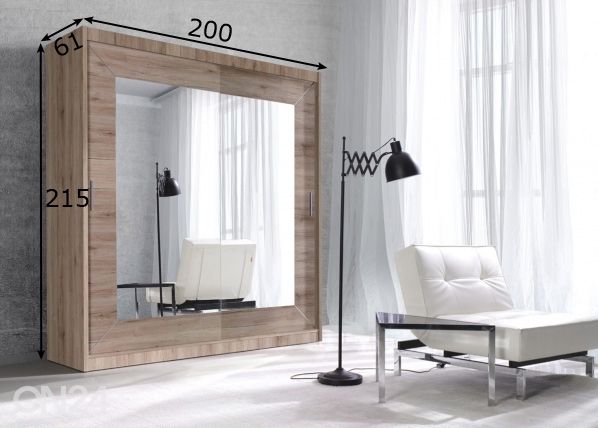 Liukuovikaappi Alfa 200 cm mitat