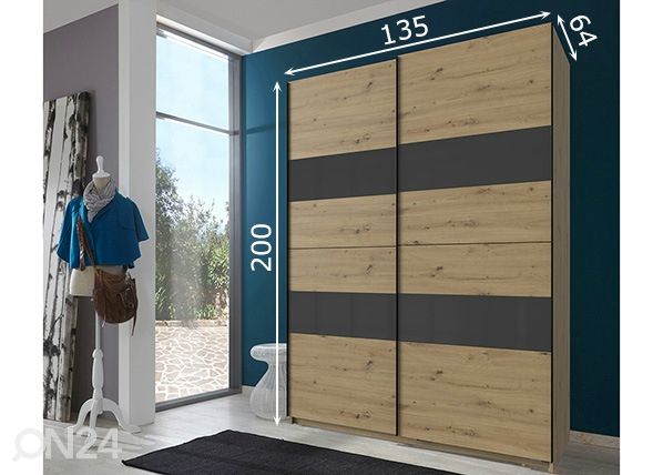 Liukuovikaappi Altona h200x135 cm mitat