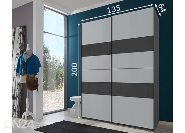 Liukuovikaappi Altona h200x135 cm mitat