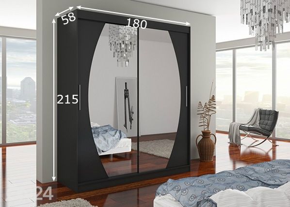 Liukuovikaappi Ballwin I 180 cm mitat