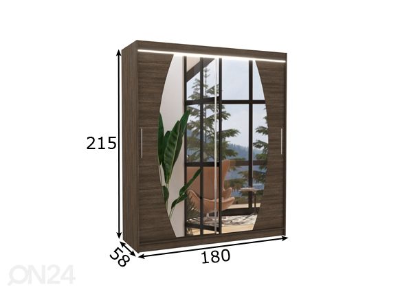 Liukuovikaappi Ballwin I 180 cm + LED mitat