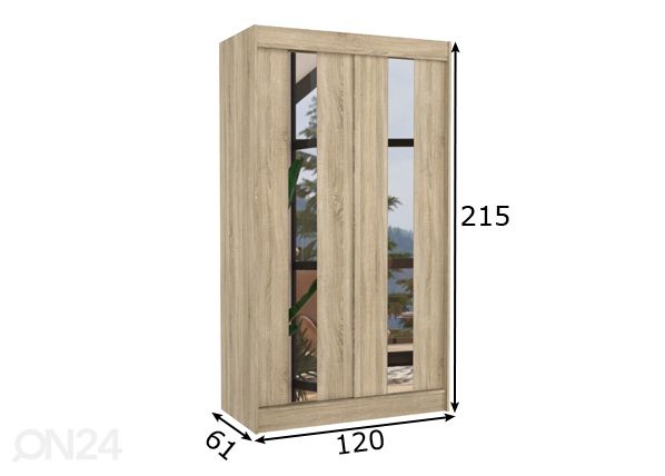 Liukuovikaappi Ballwin II 120 cm mitat