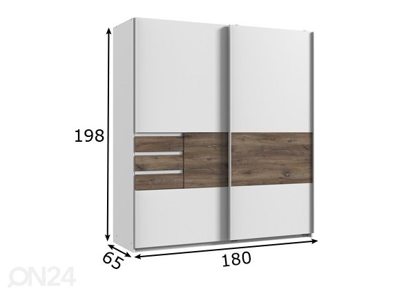 Liukuovikaappi Bamberg 180 cm mitat