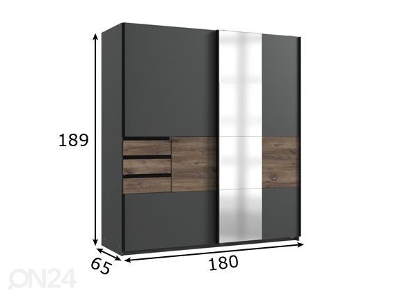 Liukuovikaappi Bamberg 180 cm mitat