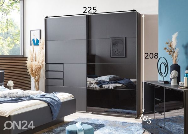 Liukuovikaappi Barcelona 225 cm mitat