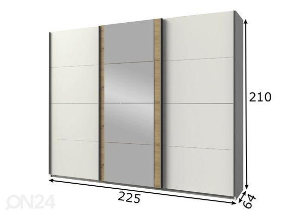Liukuovikaappi Bern 225 cm mitat