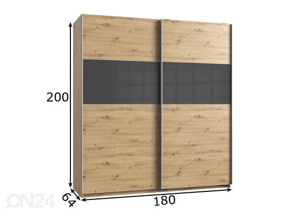 Liukuovikaappi Bramfeld1 180 cm mitat