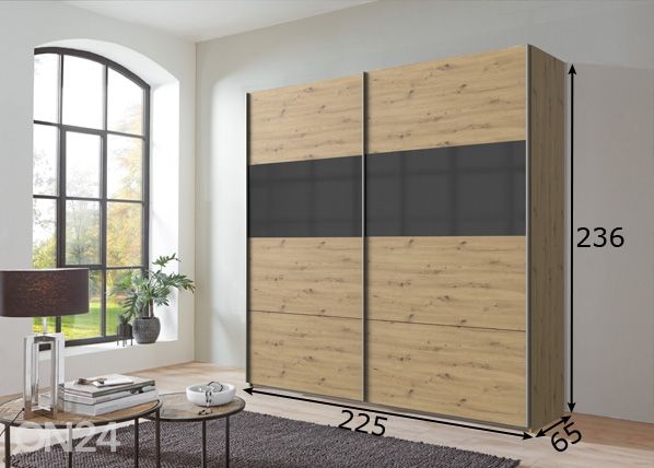 Liukuovikaappi Bramfeld2 225 cm mitat