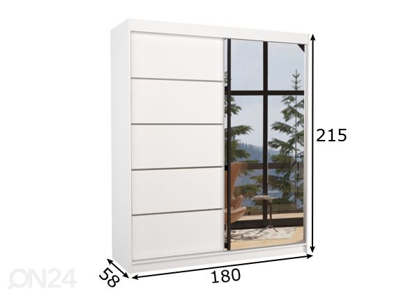 Liukuovikaappi Cabo 180 cm mitat